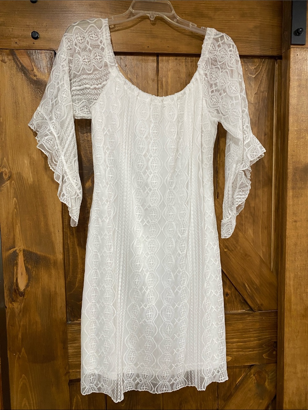 Charming Charlie White Lace Scoop-Neck Mini Dress Size Large